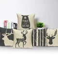 Simple black and white elk Throw Pillow Case Sofa Cushion Cover Home Decor