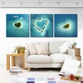 Blue Seascape Romantic Love Island Canvas 3PCS