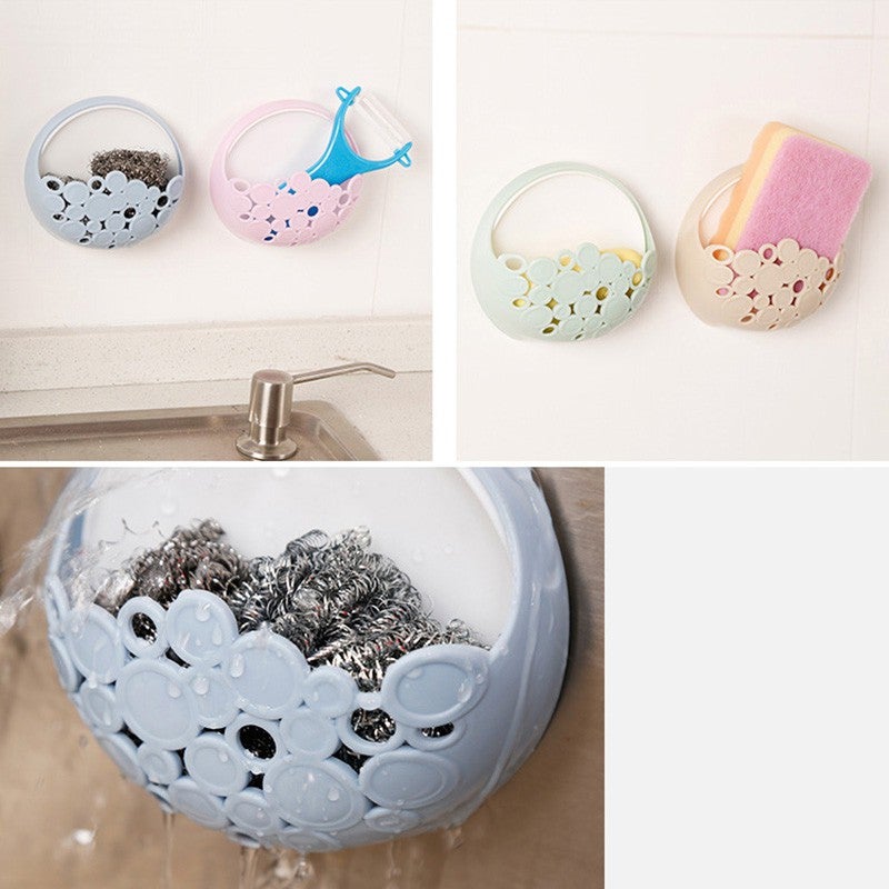 Suction Cup Sink Shelf Soap Sponge Drain Rack Bathroom Sucker Storage FSHN