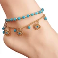 YiyiLai Boho Turquoise Bead Crystal Anklet Ankle Foot Chain Women Jewelry Gold
