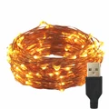 LED strip light USB Flexible Copper Silver Wire 10M 100 led Outdoor light