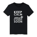 Alimoo KEEP CALM JESUS is coming SOON Men's Cotton T-Shirt Tops Oversize XXS 4XL