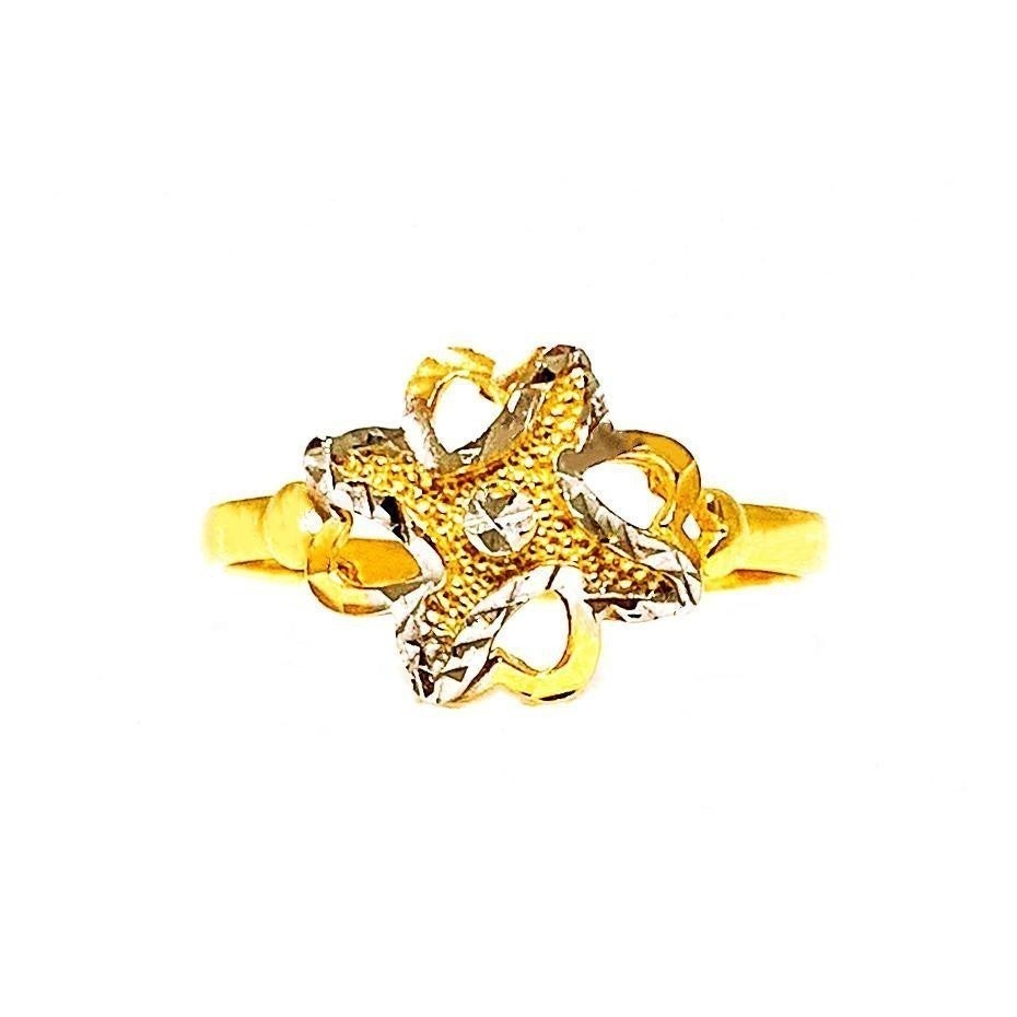 FAR EAST 22K/916 Yellow Gold Two Tone Flower Ring
