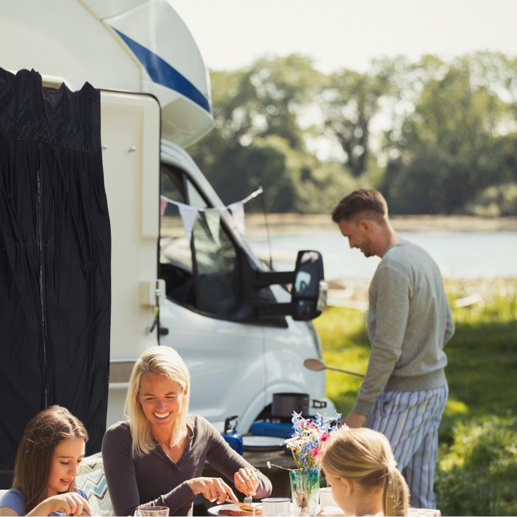 Door Windproof Curtain RV Double Layer Polyester Mesh Tear Resisting Magnetic Closure for Outdoor Travel