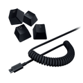 Razer PBT Keycap + Coiled Cable Upgrade Set - Colored Doubleshot PBT Keycaps with Matching Cable - Durable Doubleshot PBT - Braided Fiber Cable - USB-C to USB-A - Classic Black