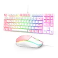 Onikuma G26 wired mechanical keyboard and CW905 wired mouse set - White and Pink