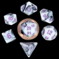 MDG: Mini Polyhedral Dice Set - Marble with Purple Numbers