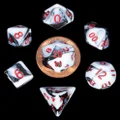 MDG: Mini Polyhedral Dice Set - Marble with Red Numbers