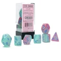 Chessex: Gemini Polyhedral Gel Green-Pink/Blue Luminary 7-Die Set