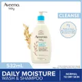 Aveeno Baby Daily Moisture Wash And Shampoo With Natural Oat Extract (For Normal To Dry Sensitive Skin) 532ml