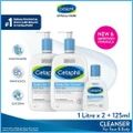 Cetaphil Gentle Skin Cleanser 1l Twin Packset + 125ml Hydrating Face & Body Wash (For All Skin Types, Sensitive Skin)