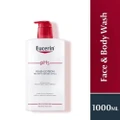 Eucerin Ph5 Face & Wash Lotion (For Dry Sensitive Skin + Restores Skin's Natural Defense) 1000ml