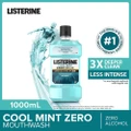 Listerine Zero Non Alcohol Mouthwash Cool Mint Less Intense Taste (Kills 99.9% Germs That Causes Bad Breath) 1000ml