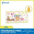 Johnson's Baby Skincare Fragrance Free Baby Wipes (Suitable For Delicate + Sensitive Newborn Skin) 20s