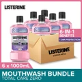 Listerine Total Care Zero Less Intense Mouthwash With 6-in-1 Benefits (Reduce Plaque Freshen Breath And Help Keep Teeth Naturally White For 12hr Protection) 1l X 6s (Per Carton)