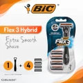 Bic Flex 3 Hybrid Disposable Shaver Consists Handle 1s + Nano Tech Blade 4s
