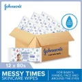 Johnson's Baby Messy Times Baby Wipes (Suitable Use For Baby's Hands Face And Around The Eyes) 80s X 12 Packs (Per Carton)