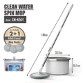 Houze Clean Water Spin Mop Grey (Dual Bucket System + Separates Clean And Dirty Water) 1s