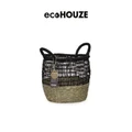 Houze Seagrass Woven Small Basket With Handles Black (Stain*Resistant + Foldable) 1s