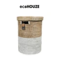 Houze Seagrass Large Laundry Basket With Lid White (Stain*Resistant + Foldable) 1s