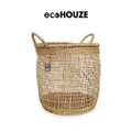 Houze Seagrass Round Large Basket With Handles (Stain*Resistant + Foldable) 1s