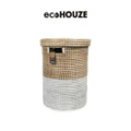 Houze Seagrass Small Laundry Basket With Lid White (Stain*Resistant + Foldable) 1s