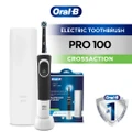 Oral-b Pro 100 Crossaction Electric Toothbrush + Travel Case Packset Consists Rechargeable Handle 1s + Crossaction Midnight Black Brush Head 1s + Charger 1s