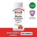 21st Century Biotin 5000mcg Gummies Strawberry Flavour Vegetarian Gelatin Free (For Hair Skin & Nail Support) 100s
