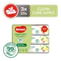 Huggies Clean Care Baby Wipes 3 Packs X 20 Wipes