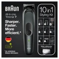 Braun 10-in-1 Beard Trimmer For Men Mgk7321 Slate Grey (Hair Clipper & Body Groomer For Face + Hair + Body + Ear + Nose) 1s