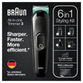 Braun 6-in-1 Beard Trimmer For Men Mgk3321 Black With Vibrant Green (Hair Clipper For Face + Hair + Body + Ear + Nose) 1s