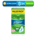 Whisper Ultra Clean Sanitary Pad Thin Wings 24cm (For Normal Day) 34s