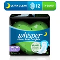 Whisper Ultra Clean X-long Sanitary Pad Thin Wings 31cm (For Heavy Day Or Night Use) 12s