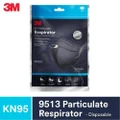 3m Kn95 9513 Particulate Respirator Disposable Adult Face Mask Black (Filter >95% Airborne Particles + Adjustable Noseclip) 3s