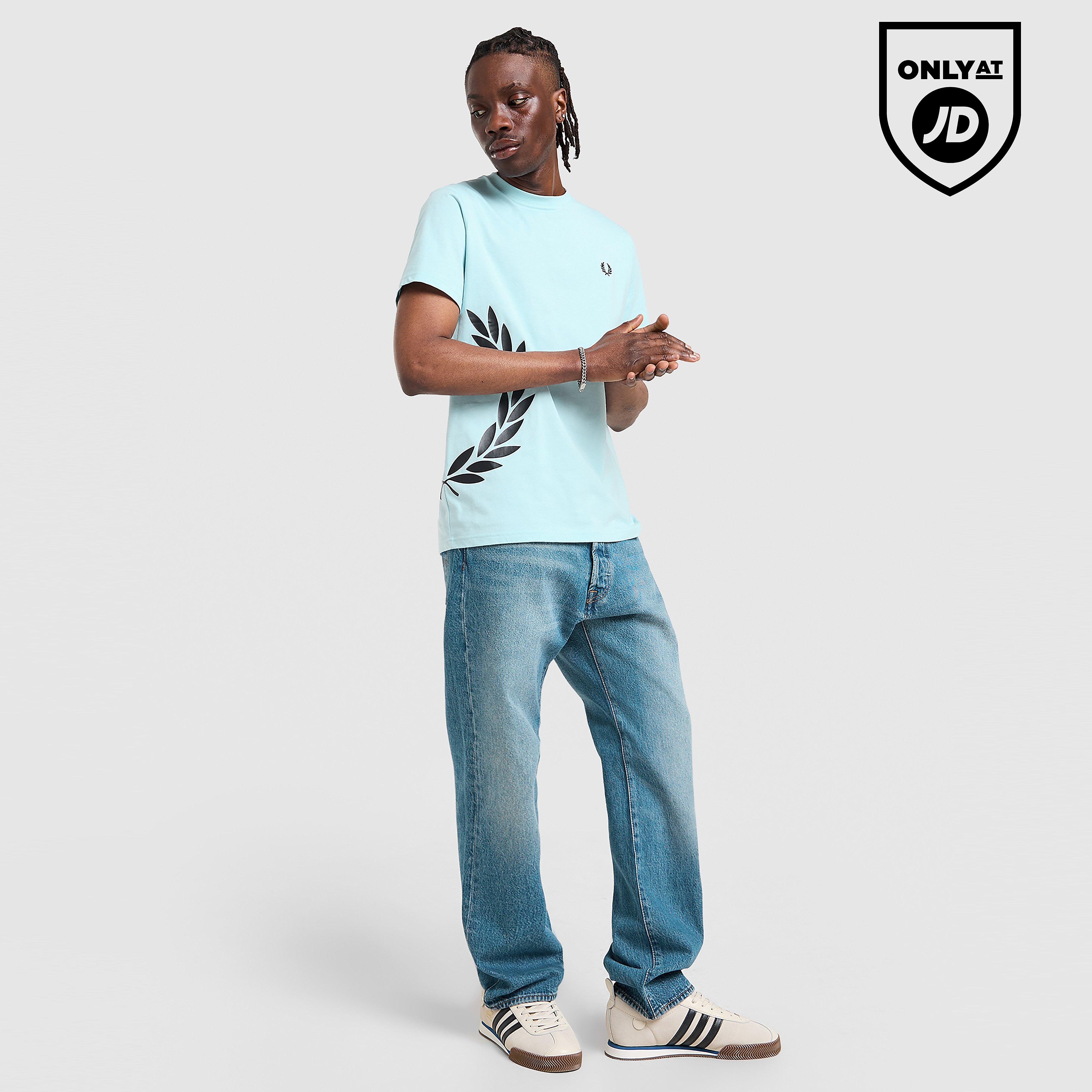 Mens - Fred Perry Side Logo T-Shirt - blue