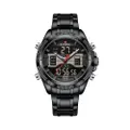 นาฬิกาข้อมือผู้ชาย สปอร์ตแฟชั่น รุ่น NF9201 D สีดำ สายสแตนเลสสตีล กันน้ำ แสดงเวลา 2 ระบบ (ดิจิตอล+อนาล็อก)