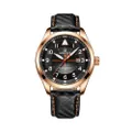 นาฬิกาข้อมือผู้ชาย สปอร์ตแฟชั่น รุ่น NF8022 C สีดำ-พิ้งค์โกลด์ สายหนัง กันน้ำ ระบบอนาล็อก