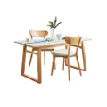 white - Linsy ชุดโต๊ะอาหารไม้โอ๊ก พร้อมเก้าอี้ไม้พนักพิง 2 ตัว รุ่น LS046S3+LS046R1 - Calacatta