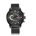 นาฬิกาข้อมือผู้ชาย Naviforce สปอร์ตแฟชั่น NF9068S G สายสแตนเลสสีดำ กันน้ำ ระบบอนาล็อก