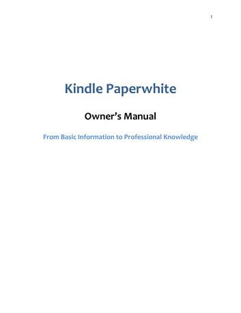 Kindle Paperwhite: Owner's Manual