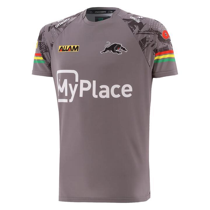 Men's NRL Penrith Panthers 2024 Grey Training T-Shirt, Grey / S