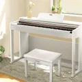 Donner DDP-100 White 88 Key Fully Weighted Upright Digital Piano 3 Pedal - White / Piano + White Bench