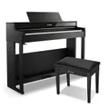 Donner DDP-400 88 Weighted Key Progressive Hammer Action Digital Piano with Furniture Stand & 3 Pedal for Professional - Piano + Black Bench