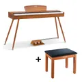 Donner DDP-80 88 Key Fully Weighted Compact Digital Piano Wooden Style + Pedal - Natural / Piano+Brown Bench