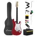 Donner DST-100 Solid Body S-S-H Pickups Electric Guitar Kit with Amplifier - Red
