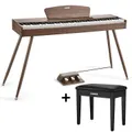 Donner DDP-80 88 Key Fully Weighted Compact Digital Piano Wooden Style + Pedal - Walnut / Piano+Black Bench