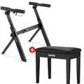 Donner DKS-100 Z-style Folding Portable Piano Keyboard Stand, Adjustable and Collapsible - Stand + Bench