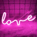 XIYUNTE Love Neon Light Signs Pink Love USB or Battery Operated LED for Wall Decor Bedroom Wedding Valentine