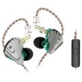 KZ ZSX Terminator Metal In Ear Earphones 12 Units Hybrid 5BA+1DD HIFI Bass Wired Earbuds with Mic- Cyan
