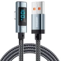ESSAGER 100W 7A USB-A to Type-C Charging Cable, Elbow Design, Digital Display, USB2.0 480Mbps - 1m